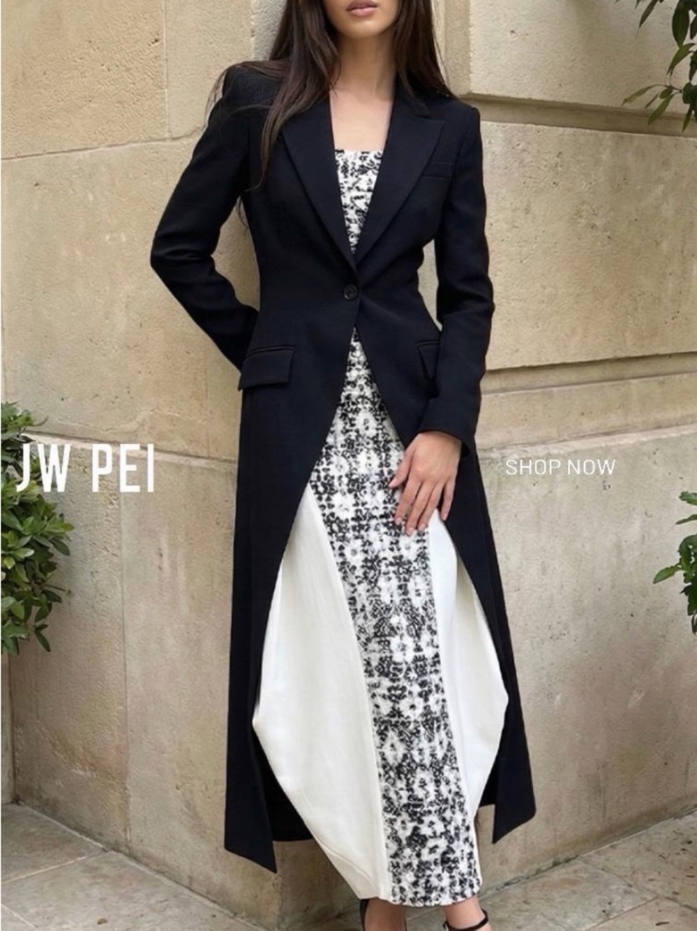 JW PEI Structured Peak-Lapel Cutaway Maxi Blazer NWT - Picture 4 of 6